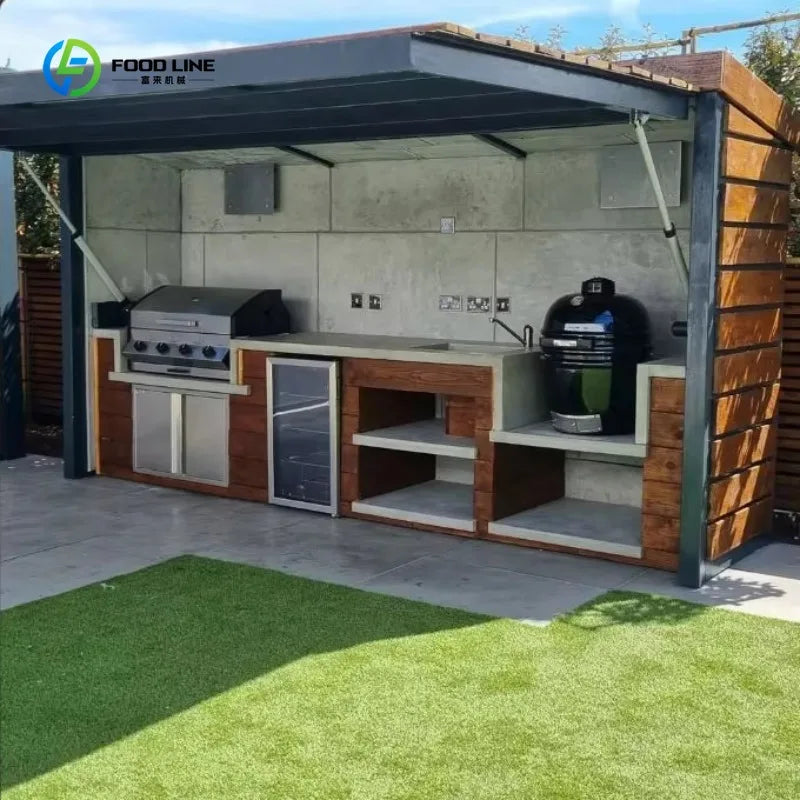 Customized Stainless Steel Outdoor Gas Grill Kitchen with Sink & Shed High Quality Weatherproof Outdoor Cooking & Storage Combo