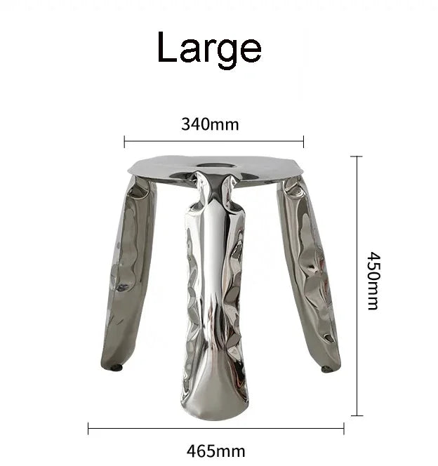 Living Room Modern Footrest Interior Round Luxury Art Stainless Steel Balloon Stool Metal Three-legged Design Low Stool Ottomans