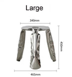 Living Room Modern Footrest Interior Round Luxury Art Stainless Steel Balloon Stool Metal Three-legged Design Low Stool Ottomans