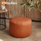 OTAUTAU Big Faux Leather Ottoman Pouf Stool with Filling Bean Bag Footrest Footstool Corner Door Side Seat Futon Frameless JD007