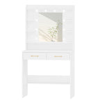 Dressing Table with Mirror, Dressing Table with Shelves and 2 Drawers, for Bedroom, Living Room, Adjustable Brightness, 40 x 80