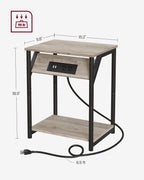 VASAGLE End Table with Charging Station, Small Side Table for Living Room, Bedroom, Nightstand with Outlets and USB Ports