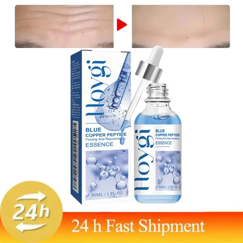 Blue Copper Peptide Wrinkle Serum Firming Lifting Reduce Fine Lines Restore Skin Elasticity Moisturizing Hydrating Brighten 30ml