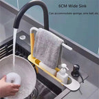 Kitchen Telescopic Sink Organizer Rack Telescopic Faucet Organizer for Soap Towel Sponge Storage Adjustable Shelf Storage Rack
