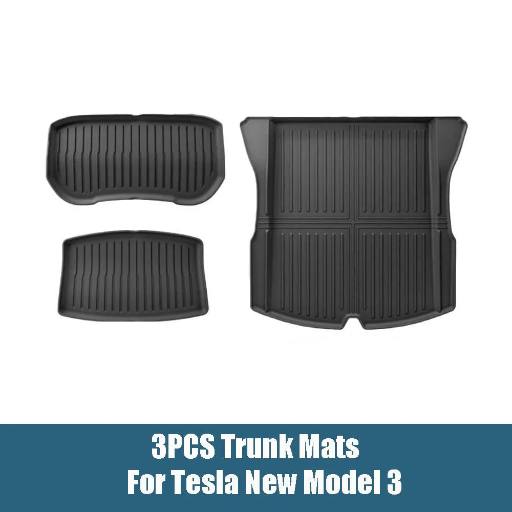 Floor Mats For Tesla Model 3 Highland 2025 All Weather Front Rear Cargo Liner Mat, Waterproof Anti-Slip Mats Accessories