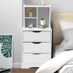 Bymaocar White Storage Nightstand w/ 3 Drawers Side Stand Multifunctional Bedside Cabinet Night Stand Furniture Easy Assembly