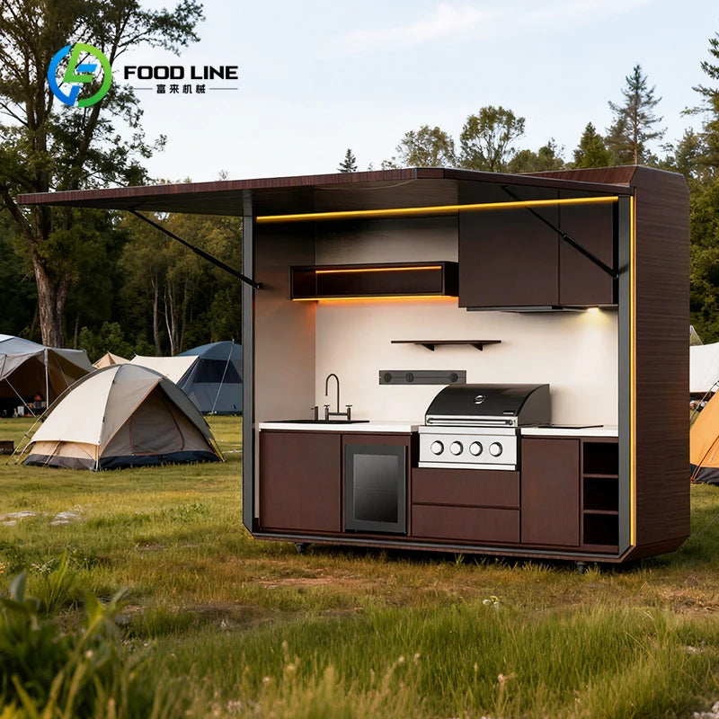 Customized Modern Luxury Steel Outdoor Kitchen Frame With Sink Grill Oven For Backyard BBQ And Outdoor Leisure Cooking