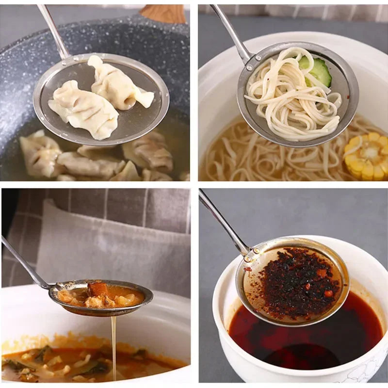 Kitchen Multi-functional Filter Stainless Steel Fine Mesh Colander Sifter Soup Fat Oil Skimmer Strainer Spoon Kitchen Gadgets