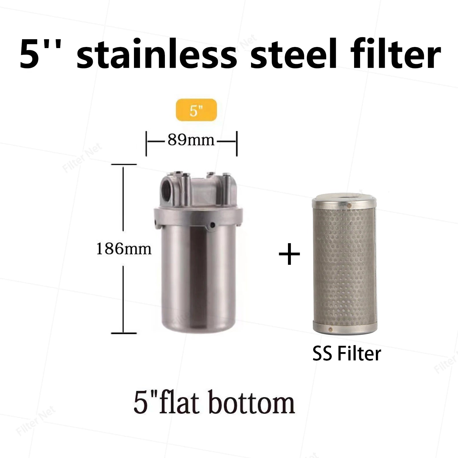 5inch Prefilter 304 Stainless steel hot water filter housing DN15 DN20