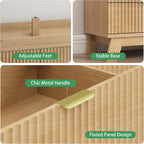 Fluted Dresser for Bedroom with 8 Drawers, 48" Wide Modern Chest of Drawers with Metal Handle, Wooden Dresser TV Stand, Wood