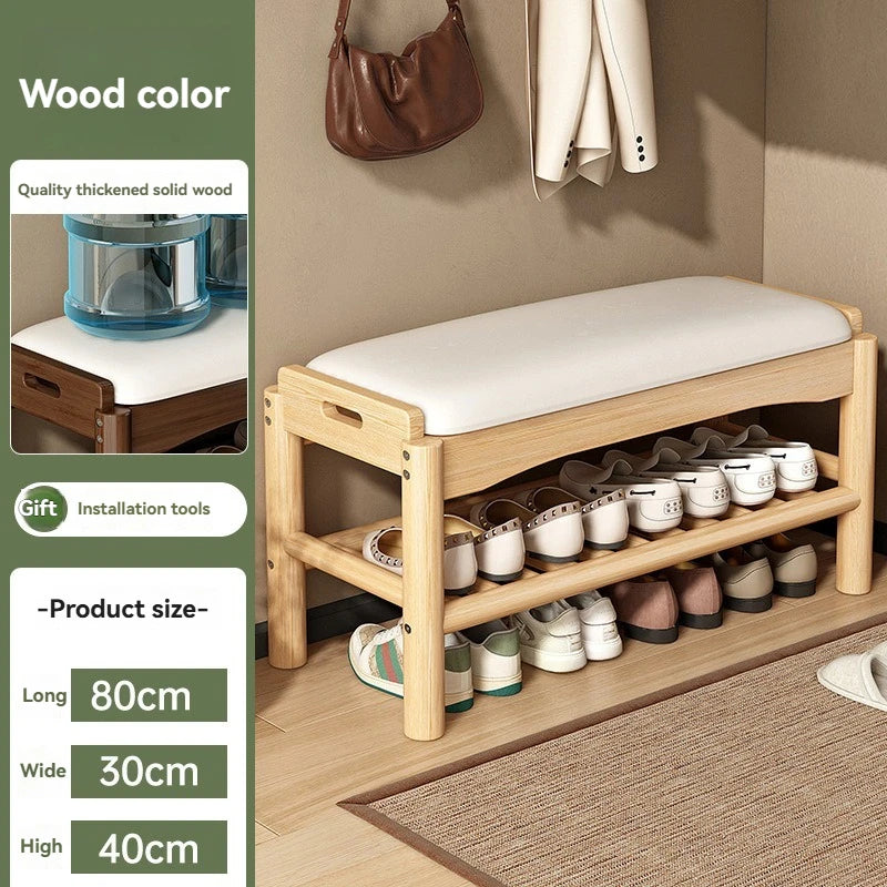 Shoe changing stool, home entrance shoe rack, can sit, in door shoe stool, solid wood shoe cabinet, living room entrance storage