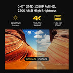 BYINTEK R90 Max 4K Projector Full HD 1080P 2200 Anis Lumens Android 11.0 WiFi 6 Auto Focus Video Home Movie Theater Projectors