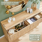 Fluted Dresser for Bedroom, 55" W 8 Drawer Dressers, Wood Tall Dresser Storage Organizer, Modern Bedroom Chest of Drawers