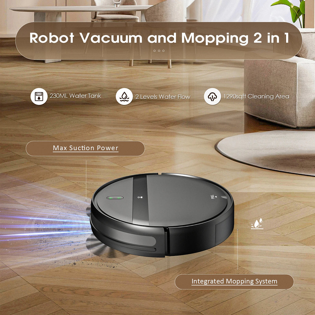 RAYFURN G20 Robotic Vacuum 6000Pa Auto-Charge/Vacuum-Mop 2-in-1 Programmable Cleaner Hardwood/Tile/Carpet Smart Cleaning System
