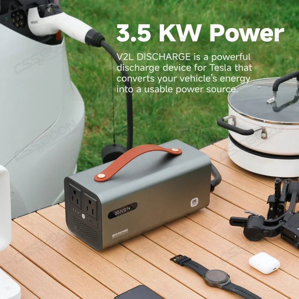 CSSBOON V2L Discharger Gun for Tesla Model 3 Y X S Car Inverter NACS CCS2 AC 110V-120V Portable Power Conversion Socket