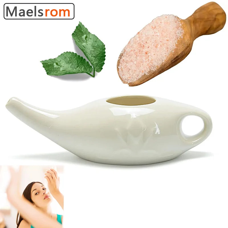 Nose Cleaner Himalayan Salt Premium Ceramic Neti Pot 8oz (250ml) Nasal