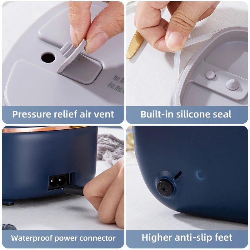 900ml Electric Lunch Box Water Free Heating Bento Box Portable Rice Cooker Thermostatic Heating Food Warmer For Office 220V