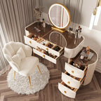 Dressing table glass desk bedroom modern makeup table wooden drawers Storage vanity chair comfortable furniture for bedroom