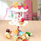 Kitchen Accessories Toy for Kid Pretend Play Wooden Ice Cream Counter Playset for Toddler Toys Montessori Pretend Play Food Toys