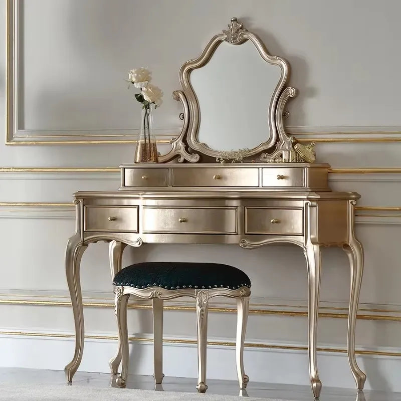 Bedroom Drawers Dressing Table Mirror Set European Princess Dressers Storage Organizer Home Coiffeuse De Chambre Furniture Home