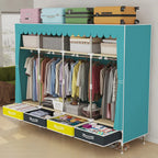 1 Piece of Simple and Modern Wardrobe, with Solid Color Curtain Door Curtain, Slide Rail, Assembly Rental, Economical, Sturdy, Durable, All-Steel Frame, Multi-Interface Fixed Home Storage Wardrobe, Suitable for Bedroom
