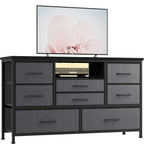 8-Drawer Chest of Drawers Dresser TV Console Furniture with LED light Charging Station, TV Stand Cabinet for Living Room Bedroom