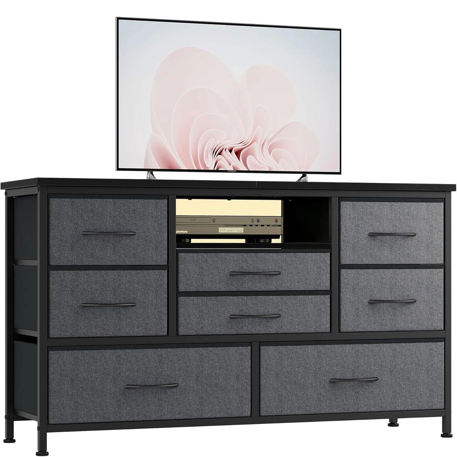 8-Drawer Chest of Drawers Dresser TV Console Furniture with LED light Charging Station, TV Stand Cabinet for Living Room Bedroom