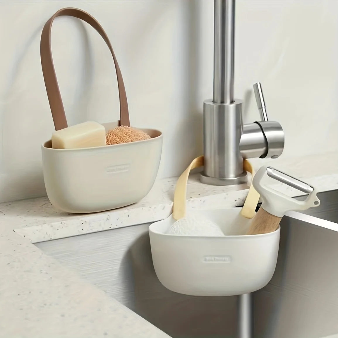 Kitchen Sink Holder Hanging Drain Basket Adjustable Drain Rack Soap Sponge Holder Faucet Holder Kitchen Accessories