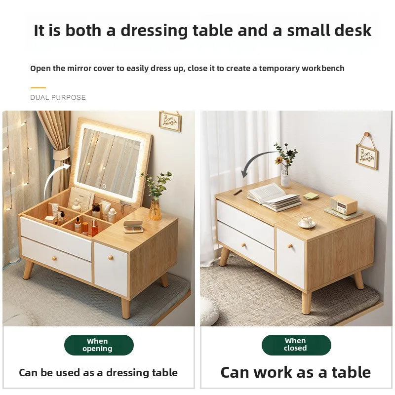 Dressing table Desk Small apartment ins style household bedroom Simple bay window Dresser Integrated cabinet Makeup table