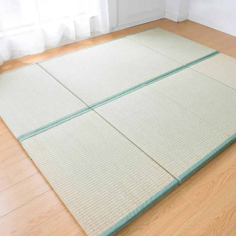 Natural Rushes Foldable Tatami Sleeping Mattress Straw Mat Yoga Meditation Mat Traditional Bed Mattress
