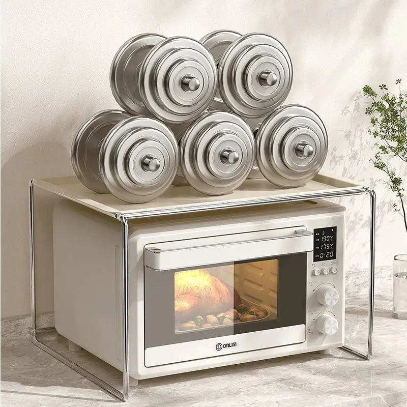 Stainless Steel Kitchen Electric Oven Stand Multi-Function Countertop Organizer Microwave Storage Rack Rice Cooker Support