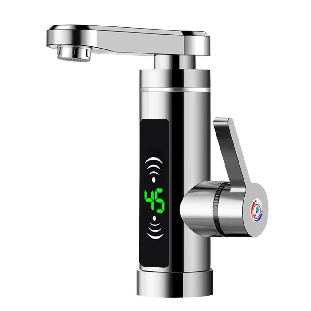 Kitchen Faucet with Instant Heating, 360° Rotatable Spout, 3000W Hot & Cold Water Tap, Stainless Steel & ABS