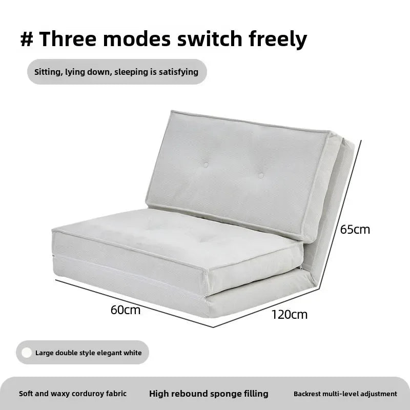 Leisure Corduroy Folding Lazy Sofa Living Room Single Sofa Small-sized Household Cream Style Reclining Foldable Sofa Bed New