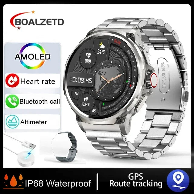 2025 GPS Track Smart Watch Men 1.85-Inch HD AMOLED Screen 360*360 Mah Battery Sport Bluetooth Call sports Smartwatch New Gift