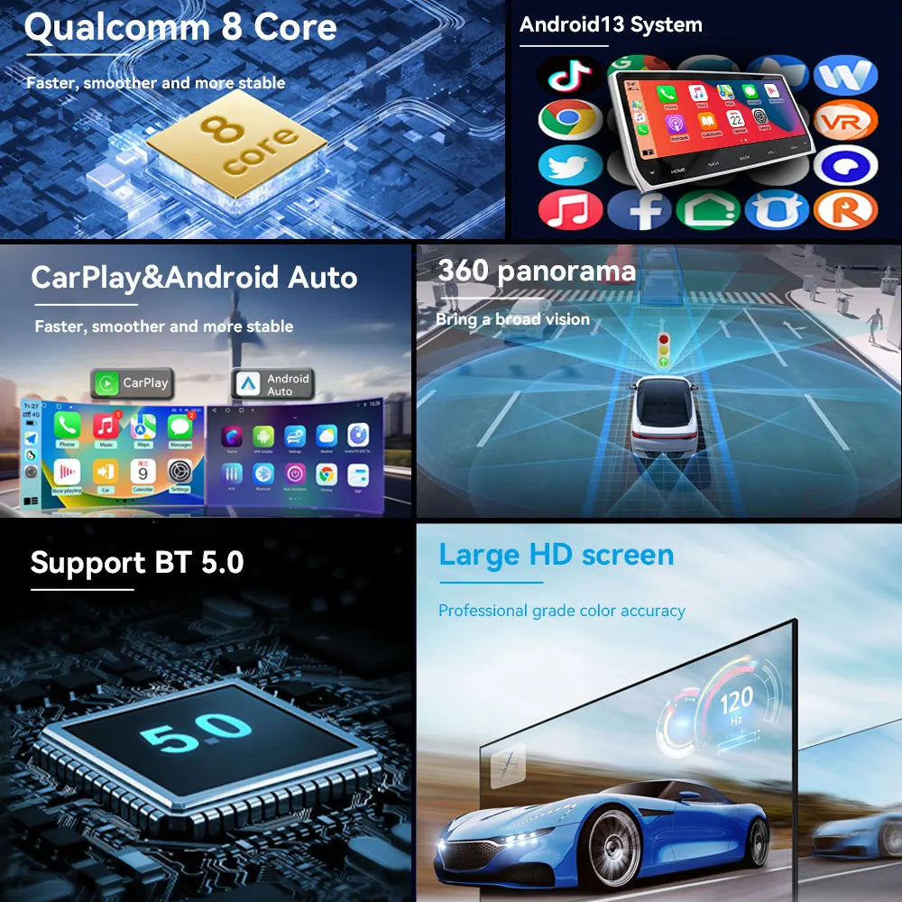 256GB Qualcomm Android Car Radio For Ford F150 Raptor F250 2015-2021 GPS Navigation Multimedia Player Tape Head Unit