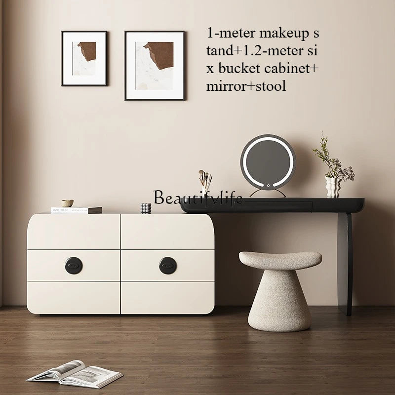 Italian minimalist storage cabinet integrated retractable dresser large capacity bedroom modern minimalist dressing table