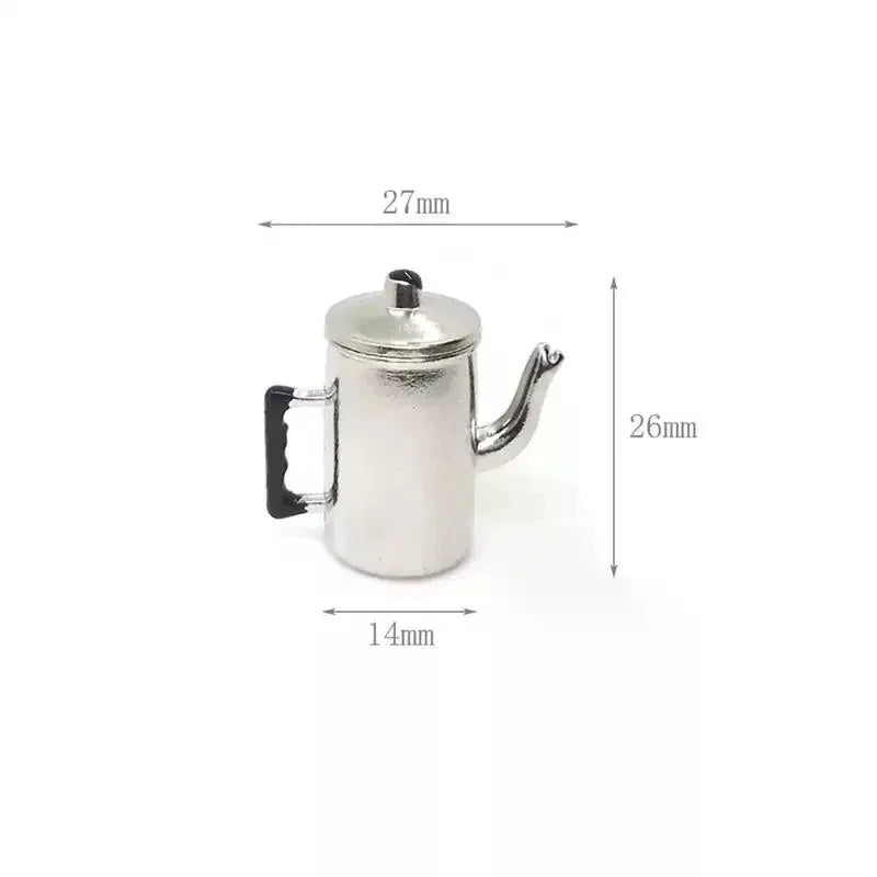 1:12 Dainty Miniature Kettle with Lid Models for Dollhouse Kitchen, Fun Pretend Play Kids Toy, Perfect for DIY Gift-making