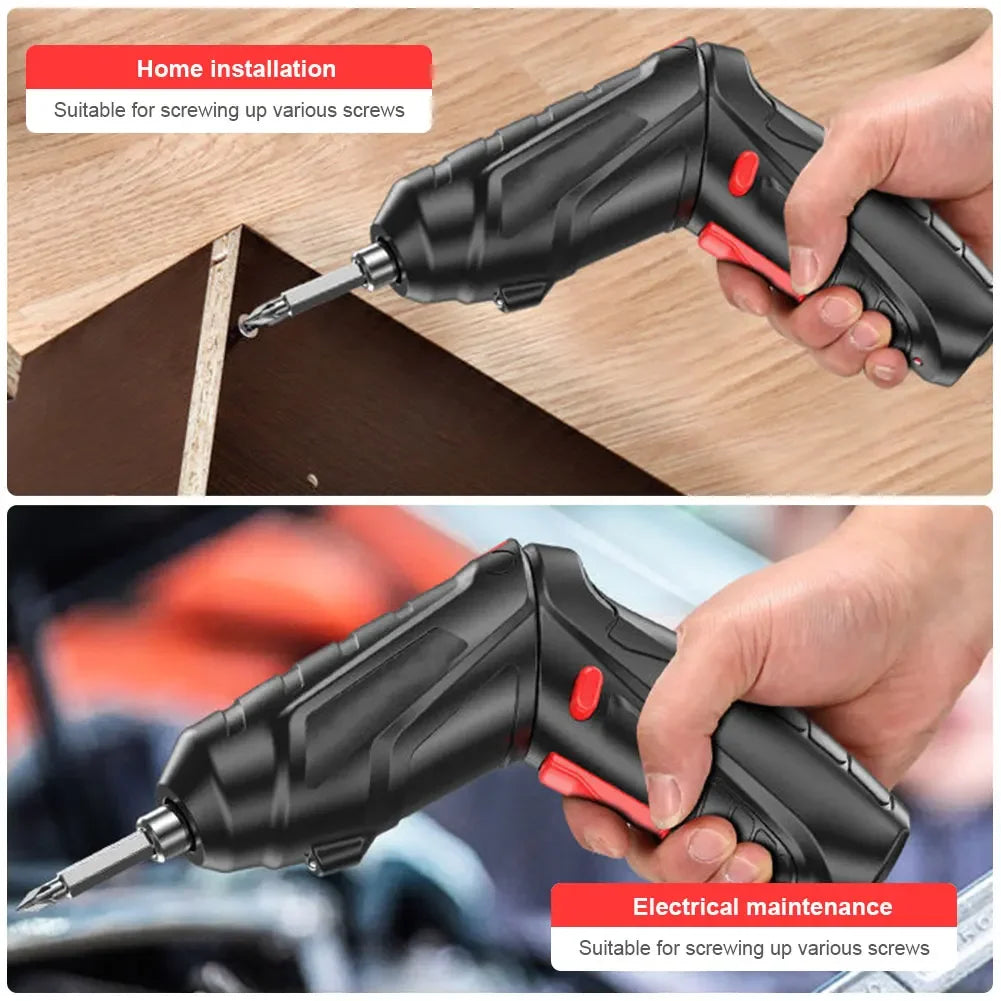 47 PCS Cordless Screwdriver Set 3V 6V with 1800mAh Battery Portable Electric Screwdriver for Household Maintenance Power Tools