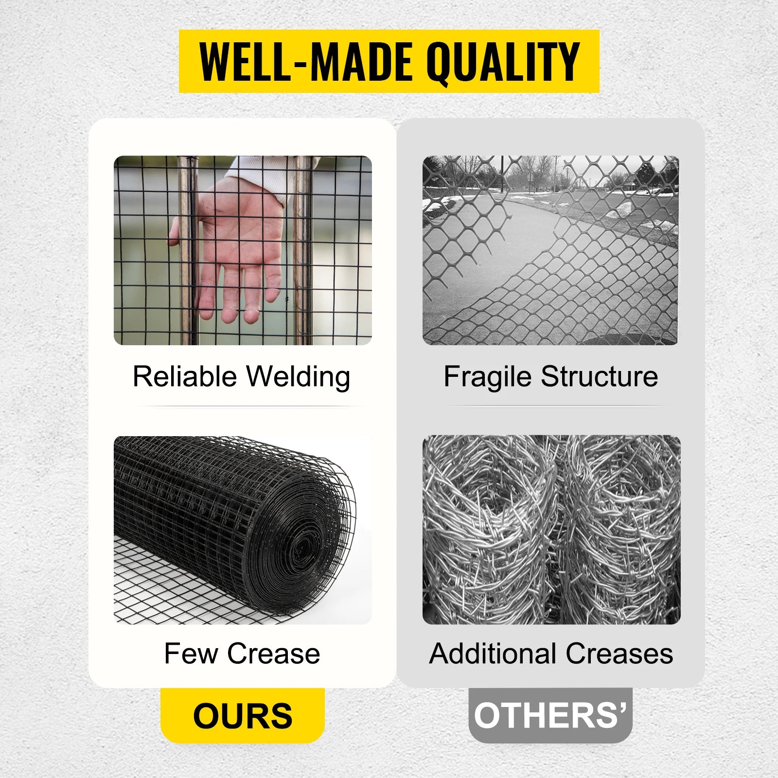 VEVOR Welded Wire Fence Vinyl Coated Chicken Rabbit Mesh 1"x1" 16 Gauge 24"x50'/24"x100'/36"x50' Black Hardware Cloth & Mesh