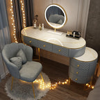 Nordic vanity chair white bedroom LED light Dresser storage cabinet makeup Dressing table light mirror stool bedroom furniture