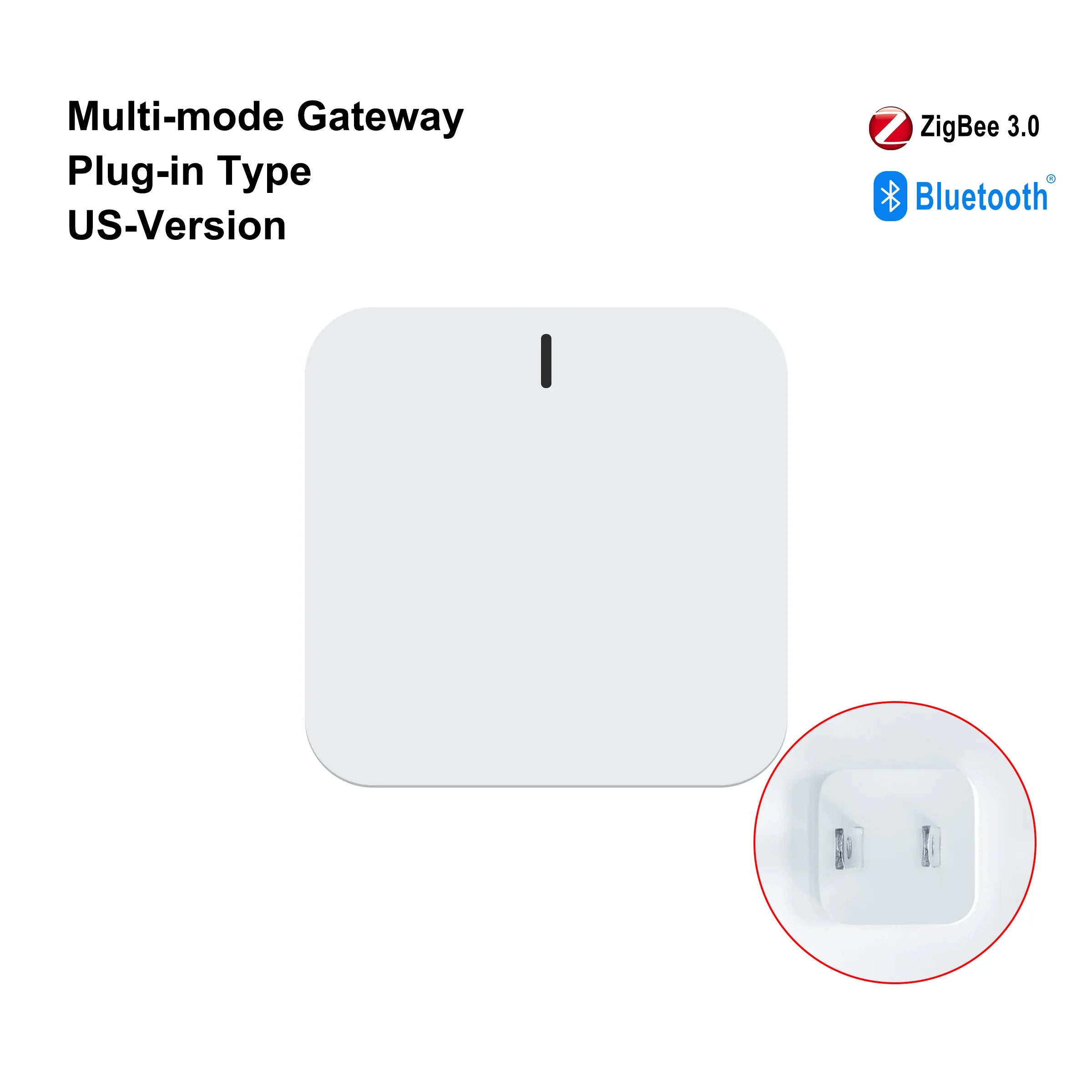 KEMEK Tuya ZigBee Gateway Hub Plug-in Type ZigBee/Bluetooth Multi-mode Gateway Bridge for Smart Home Automation Work with Alexa