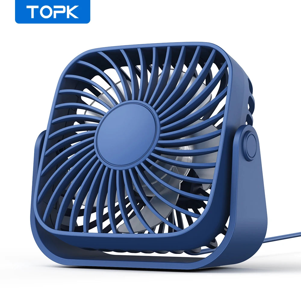 TOPK 4Inch USB Mini Desk Fan,3 Speeds Quiet Portable Desktop Table Fan