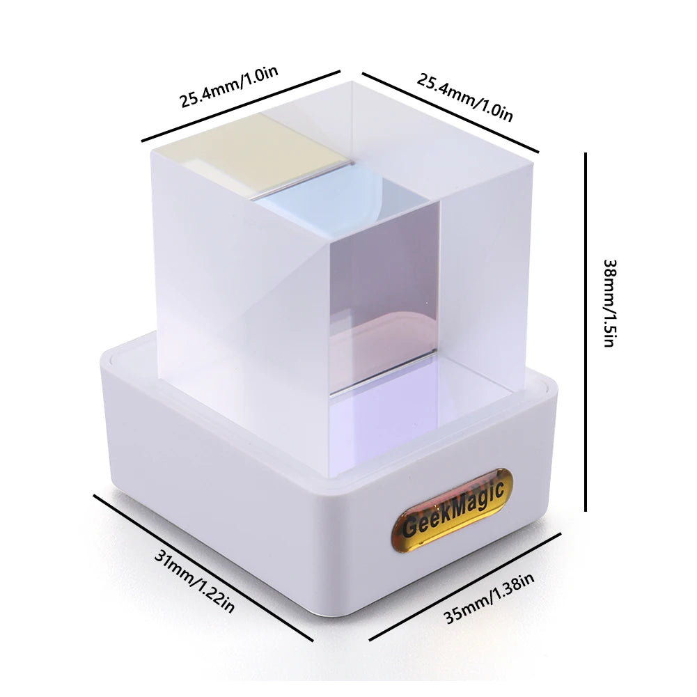 GeekMagic GIFTV Crystal Cube Holographic Mini Electric Digital Clock Desktop Smart Weather Station DIY Animations Photo Display