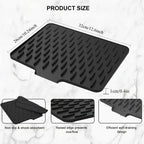 Kitchen Silicone Drain Mat with Built-in Drainage Design, Easy to Clean, Suitable for Countertops, Sinks, Refrigerators
