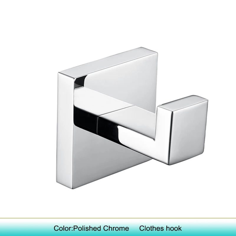 Chrome Polished WC Accessories Toilet Paper Holder Wall Hook Towel Bar Robe Hanger Rack Stainless Steel Bathroom Hardware Set