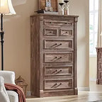 Farmhouse 7 Drawers Dresser for Bedroom, 57" Tall Large Dressers & Chests of Drawers w/Roman Column, Storage Dressers Organizer