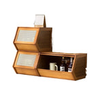 Bamboo Wall Mounted Kitchen Organizer Side Cabinet Storage Shelf with Cup Holder Display Rack for Dining Living Room