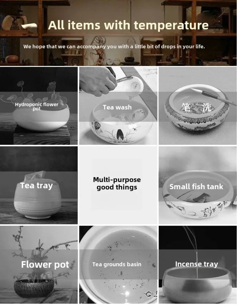 Lotus Planter Ceramic Glazed Bowl-Water Garden Planter for Lotus Water Lily&Aquatic Plants Leak-Proof Indoor/Outdoor Decor