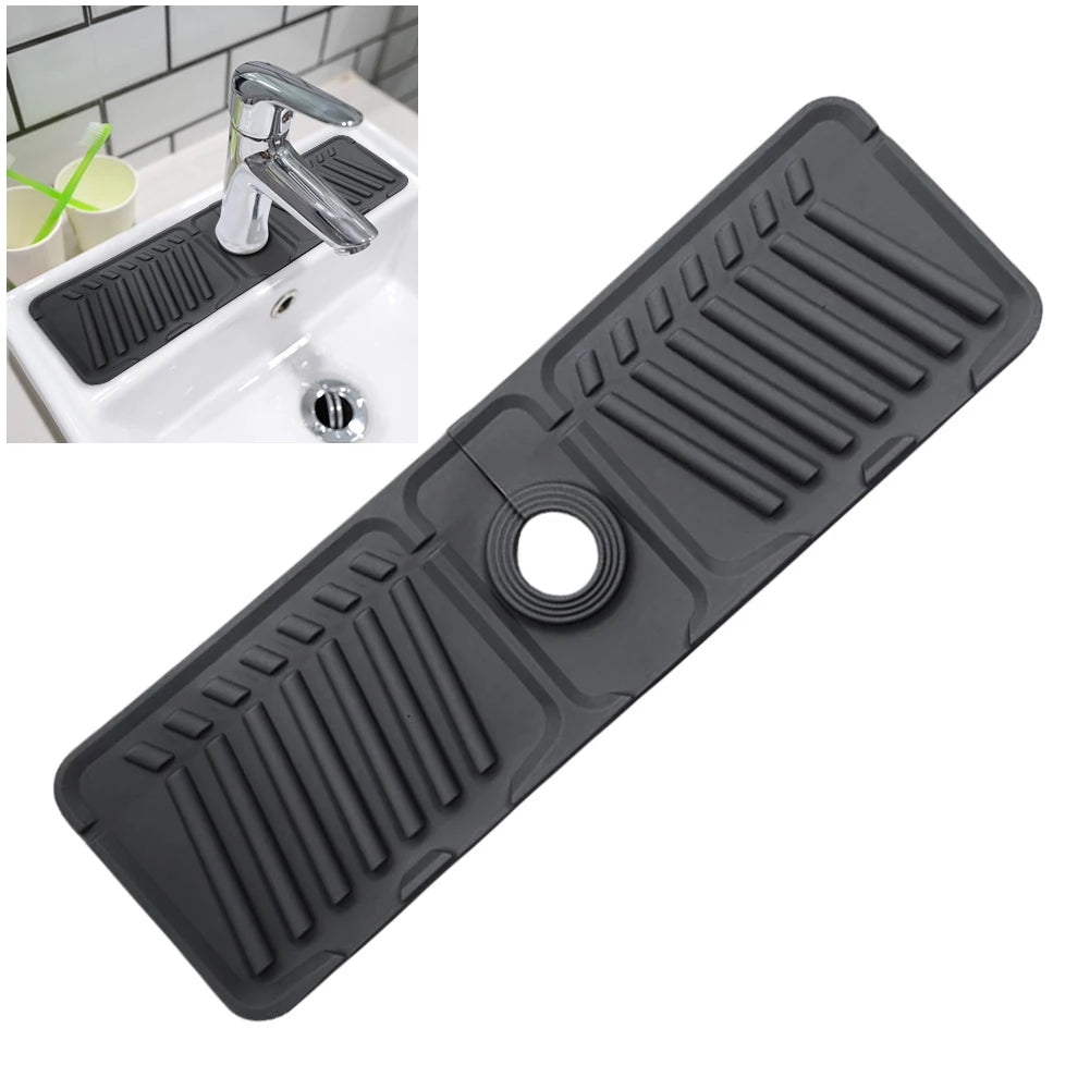 Silicone Faucet Splash Pad Multipurpose Toilet Soap Storage Faucet Mat for Rapid Drainage Kitchen Foldable Drainage Mat