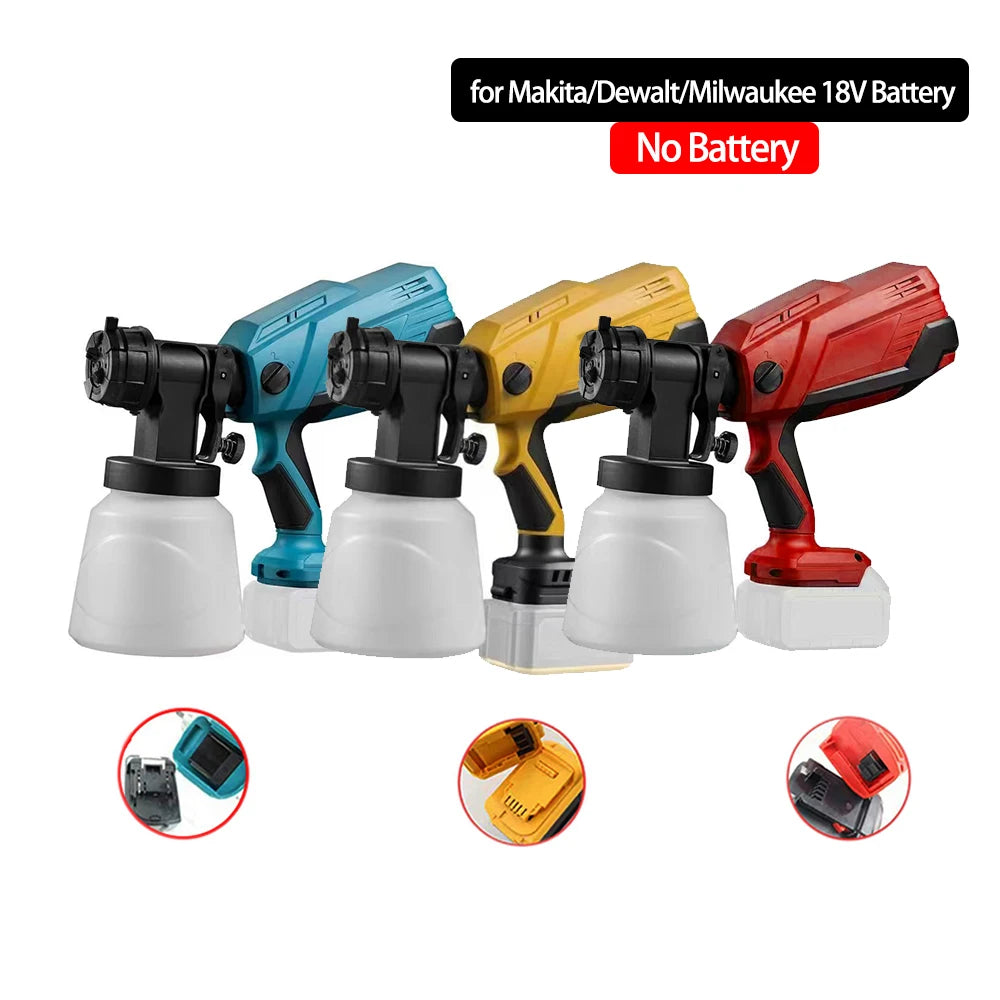 Electric Spray Gun 1000ML Cordless Paint Spray Auto Furniture Steel Coating Airbrush Fit Makita/Dewalt/Milwaukee 20V No Battery
